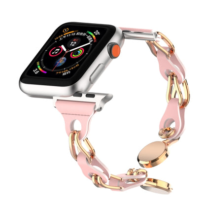 For Apple Watch 7 41mm Hollow Leather Chain Magnetic Buckle Watch Band(Pink) by bashfashion