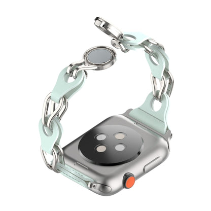 For Apple Watch 8 41mm Hollow Leather Chain Magnetic Buckle Watch Band(Blue) by bashfashion