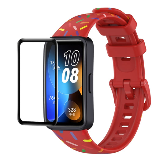 For Huawei Band 8 / 9 ENKAY Hat-Prince Full Coverage Screen Protector + Adjsutable Silicone Sport Loop Strap Watchband(Red) by ENKAY