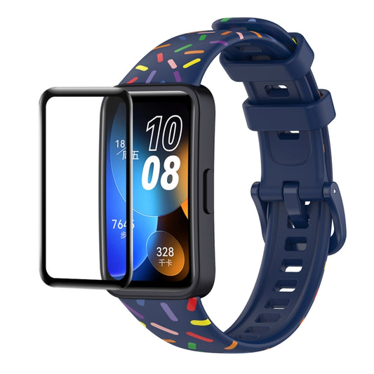 For Huawei Band 8 / 9 ENKAY Hat-Prince Full Coverage Screen Protector + Adjsutable Silicone Sport Loop Strap Watchband(Blue) by ENKAY