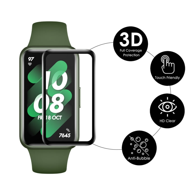 For Huawei Band 8 / 9 ENKAY Hat-Prince Full Coverage Screen Protector + Adjsutable Silicone Sport Loop Strap Watchband(Green) by ENKAY
