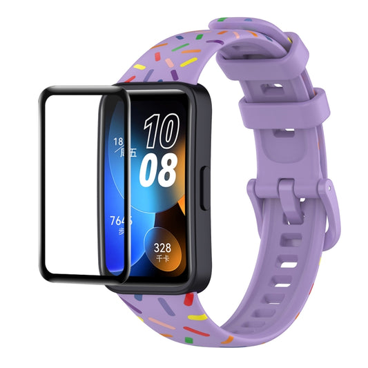 For Huawei Band 8 / 9 ENKAY Hat-Prince Full Coverage Screen Protector + Adjsutable Silicone Sport Loop Strap Watchband(Purple) by ENKAY