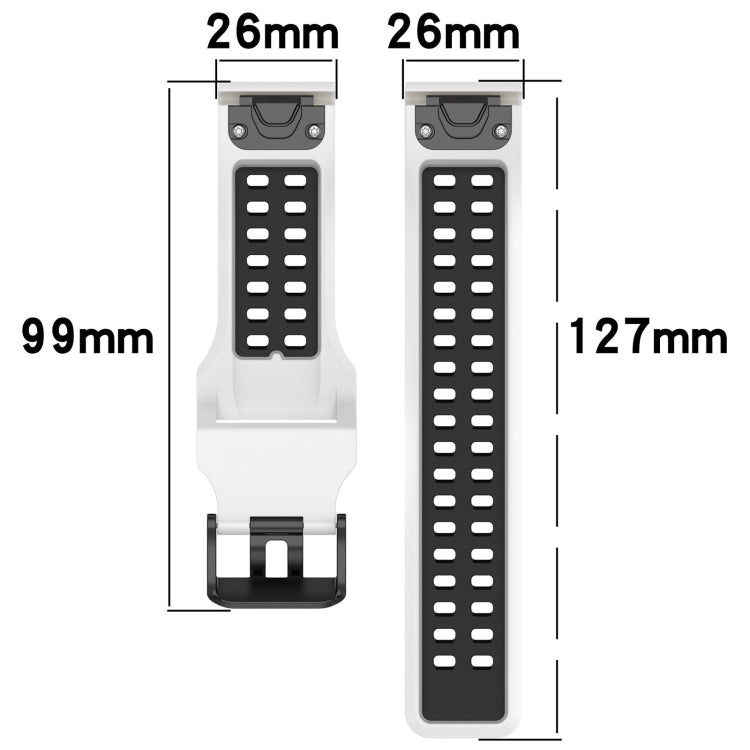 For Garmin Enduro 3 Two Color Reverse Buckle 26mm Silicone Watch Band(White+Black) by bashfashion