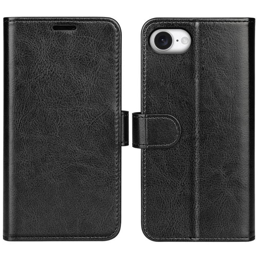 For iPhone 16e R64 Texture Horizontal Flip Leather Phone Case(Black) by bashfashion