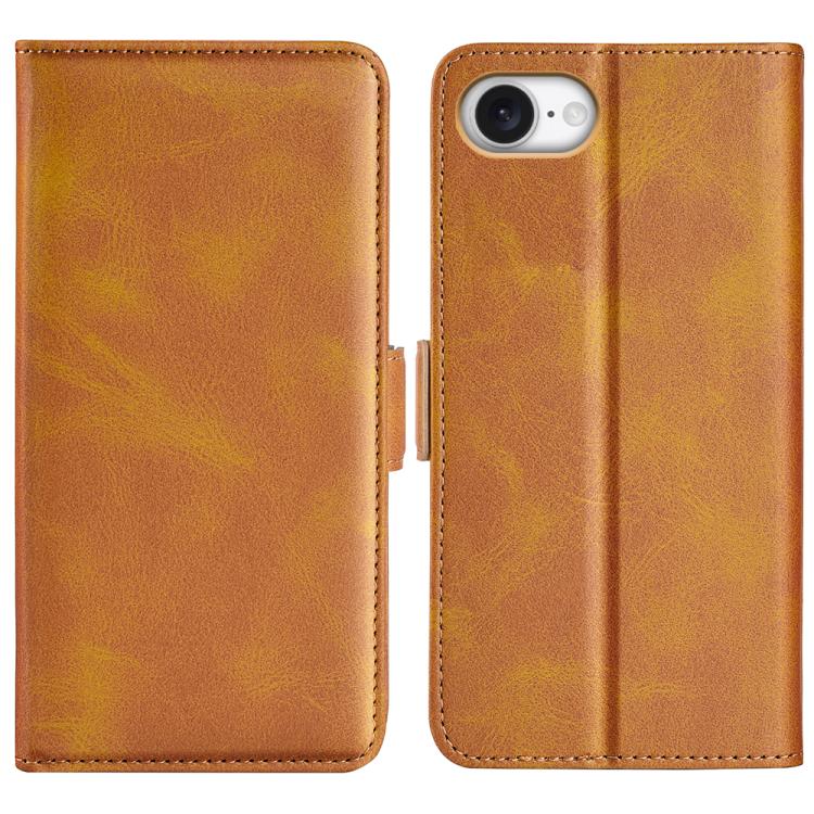 For iPhone 16e Dual-side Magnetic Buckle Horizontal Flip Leather Phone Case(Yellow) by bashfashion