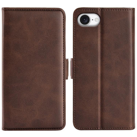 For iPhone 16e Dual-side Magnetic Buckle Horizontal Flip Leather Phone Case(Brown) by bashfashion