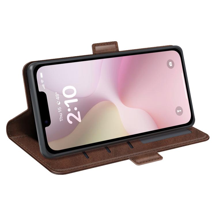 For iPhone 16e Dual-side Magnetic Buckle Horizontal Flip Leather Phone Case(Brown) by bashfashion