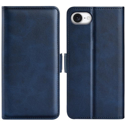 For iPhone 16e Dual-side Magnetic Buckle Horizontal Flip Leather Phone Case(Dark Blue) by bashfashion