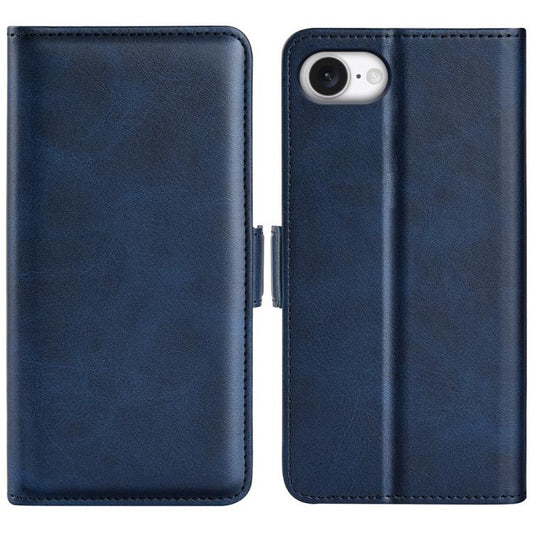 For iPhone 16e Dual-side Magnetic Buckle Horizontal Flip Leather Phone Case(Dark Blue) by bashfashion