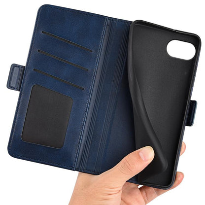 For iPhone 16e Dual-side Magnetic Buckle Horizontal Flip Leather Phone Case(Dark Blue) by bashfashion