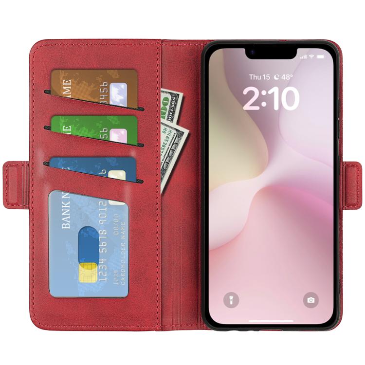 For iPhone 16e Dual-side Magnetic Buckle Horizontal Flip Leather Phone Case(Red) by bashfashion