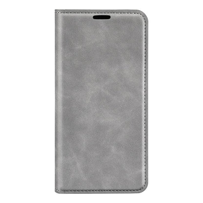For iPhone 16e Retro-skin Magnetic Suction Leather Phone Case(Grey) by bashfashion