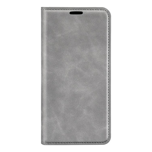 For iPhone 16e Retro-skin Magnetic Suction Leather Phone Case(Grey) by bashfashion