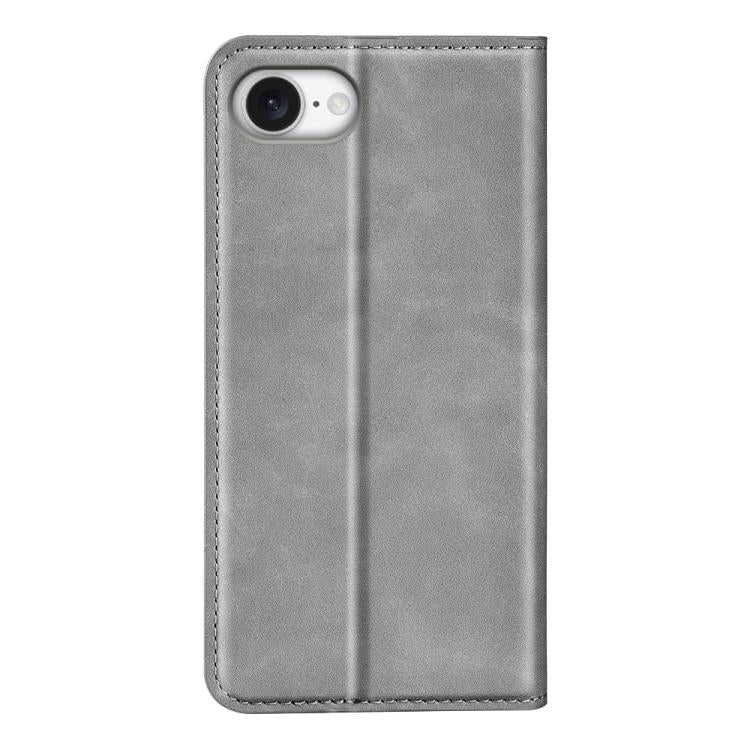 For iPhone 16e Retro-skin Magnetic Suction Leather Phone Case(Grey) by bashfashion