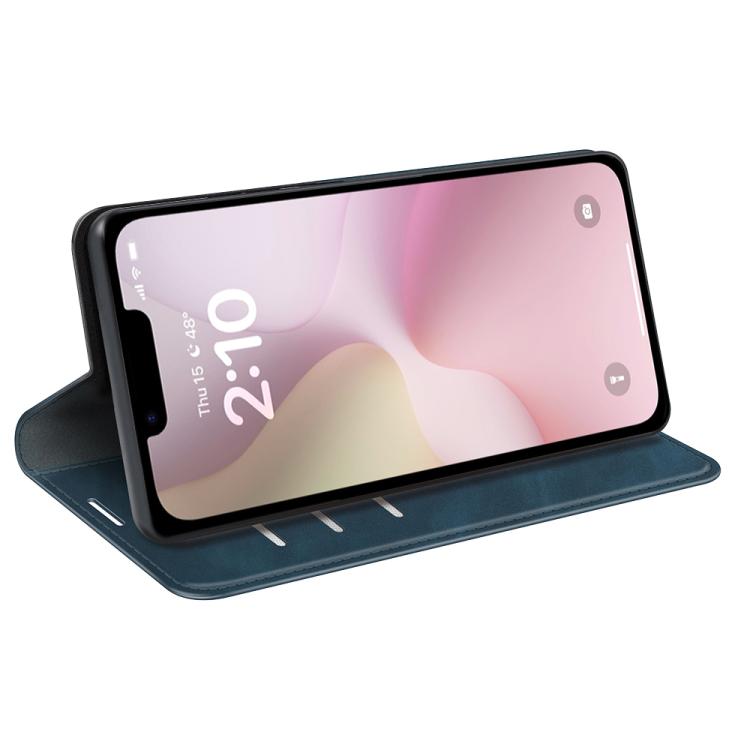 For iPhone 16e Retro-skin Magnetic Suction Leather Phone Case(Dark Blue) by bashfashion