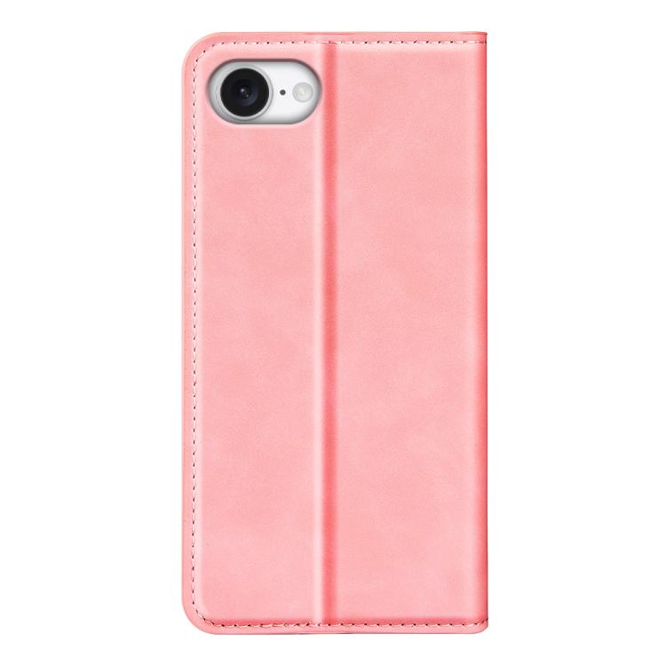For iPhone 16e Retro-skin Magnetic Suction Leather Phone Case(Pink) by bashfashion