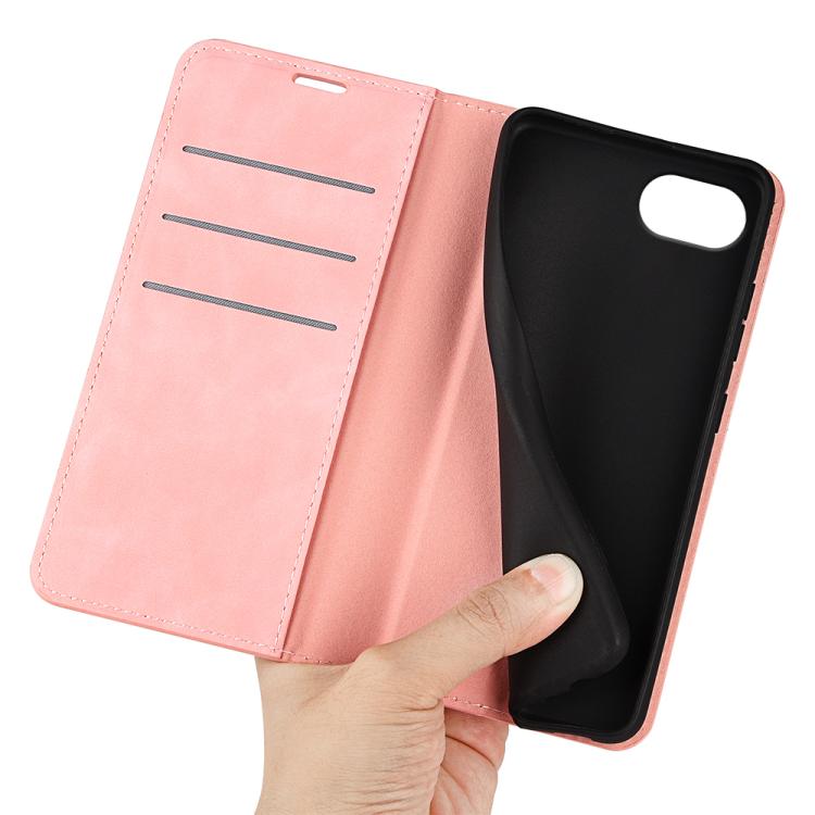 For iPhone 16e Retro-skin Magnetic Suction Leather Phone Case(Pink) by bashfashion