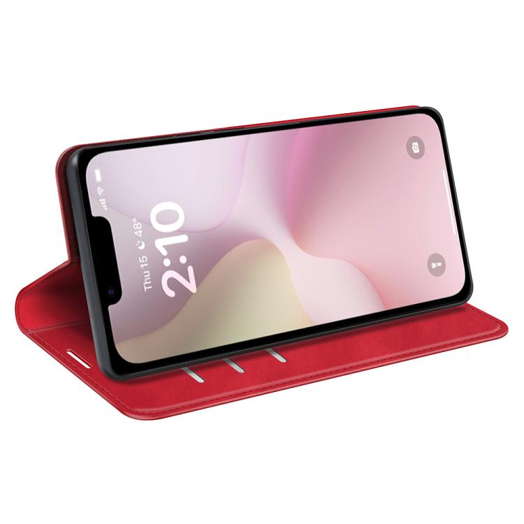 For iPhone 16e Retro-skin Magnetic Suction Leather Phone Case(Red) by bashfashion