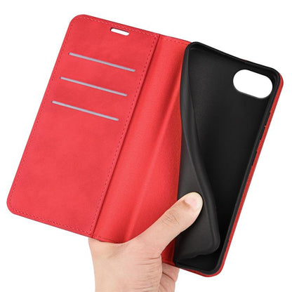 For iPhone 16e Retro-skin Magnetic Suction Leather Phone Case(Red) by bashfashion
