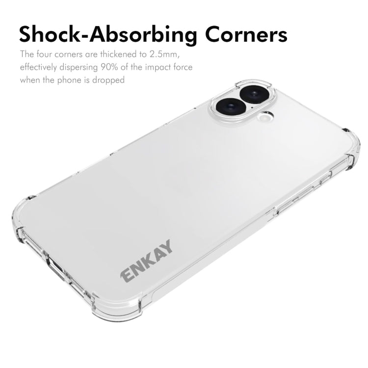 For iPhone 16 ENKAY Hat-Prince Transparent TPU Shockproof Phone Case by ENKAY
