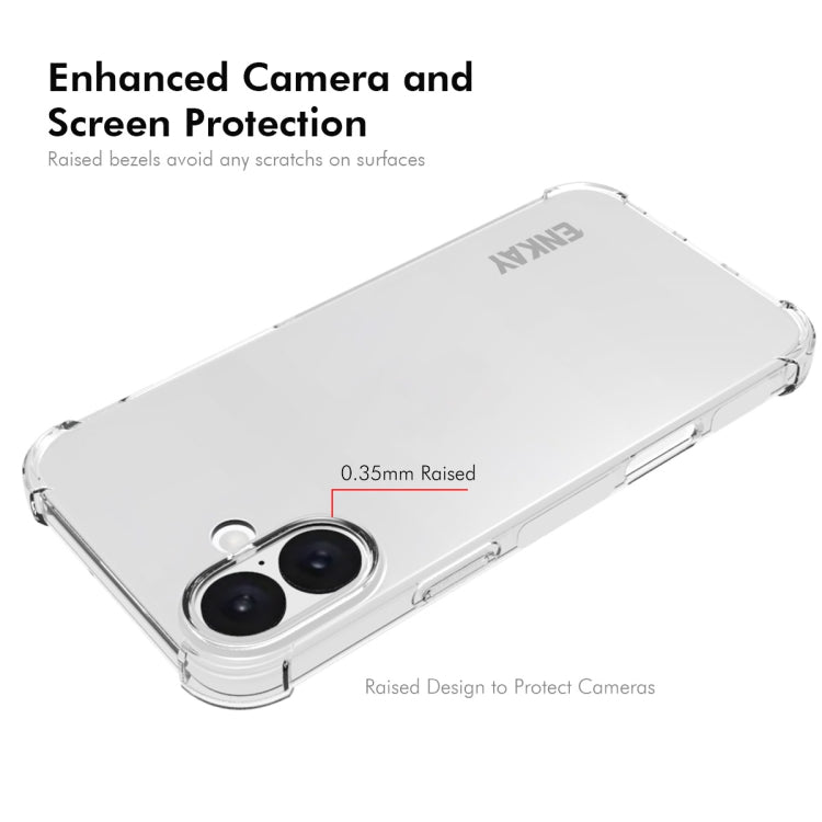 For iPhone 16 ENKAY Hat-Prince Transparent TPU Shockproof Phone Case by ENKAY