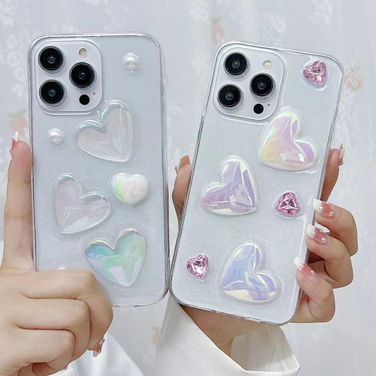 For iPhone 16e Love Epoxy TPU Phone Case(Transparent) by bashfashion