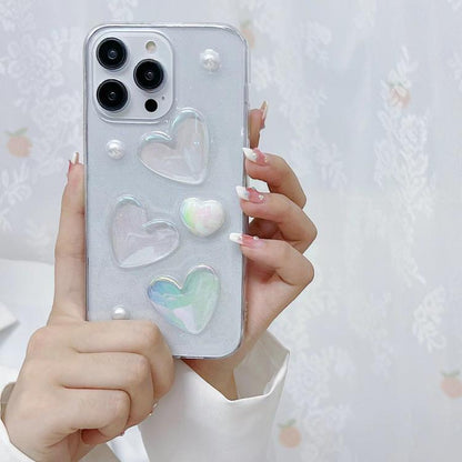For iPhone 16e Love Epoxy TPU Phone Case(Transparent) by bashfashion