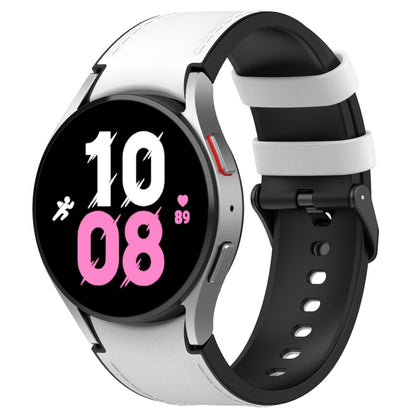 For Samsung Galaxy Watch 6 Classic Silicone Leather Black Buckle Watch Band, Size:S(White) by bashfashion