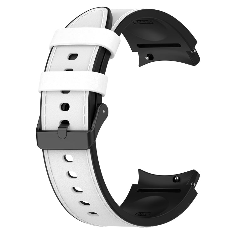 For Samsung Galaxy Watch 6 Classic Silicone Leather Black Buckle Watch Band, Size:S(White) by bashfashion