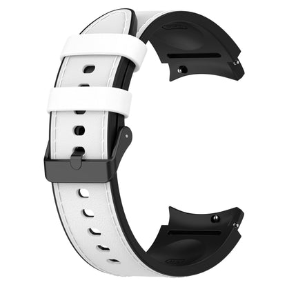 For Samsung Galaxy Watch 6 Classic Silicone Leather Black Buckle Watch Band, Size:S(White) by bashfashion