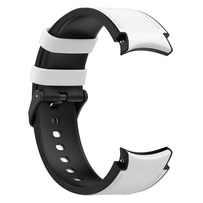 For Samsung Galaxy Watch 6 Classic Silicone Leather Black Buckle Watch Band, Size:S(White) by bashfashion