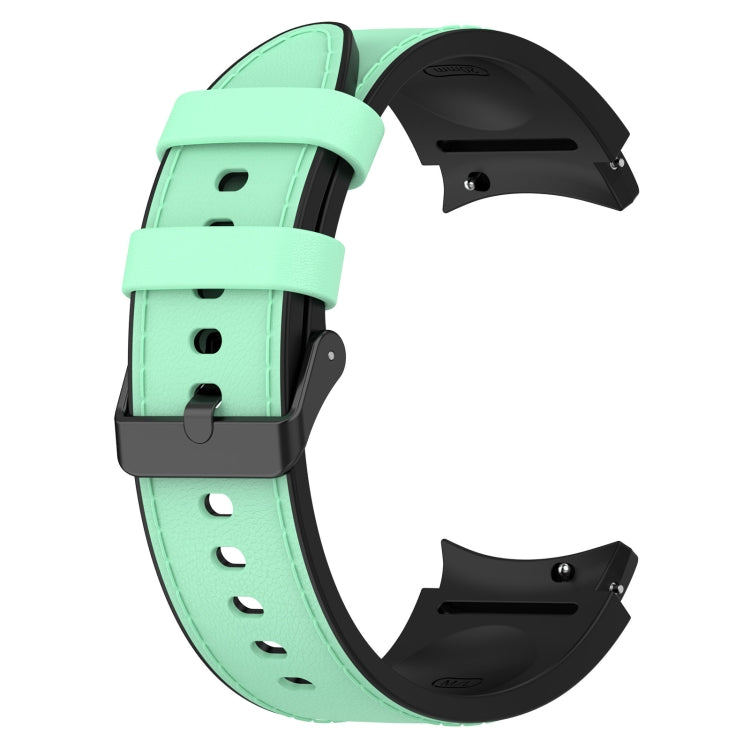 For Samsung Galaxy Watch 6 Classic Silicone Leather Black Buckle Watch Band, Size:S(Green) by bashfashion