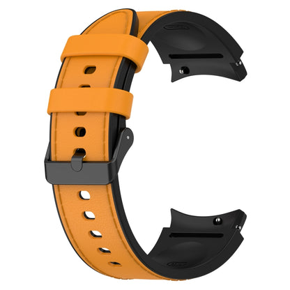 For Samsung Galaxy Watch 6 Classic Silicone Leather Black Buckle Watch Band, Size:S(Yellow) by bashfashion