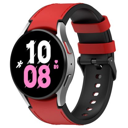 For Samsung Galaxy Watch 6 Classic Silicone Leather Black Buckle Watch Band, Size:S(Red) by bashfashion