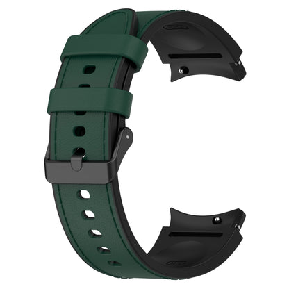 For Samsung Galaxy Watch 6 Classic Silicone Leather Black Buckle Watch Band, Size:S(Olive Green) by bashfashion