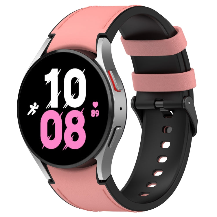 For Samsung Galaxy Watch 6 Classic Silicone Leather Black Buckle Watch Band, Size:S(Pink) by bashfashion