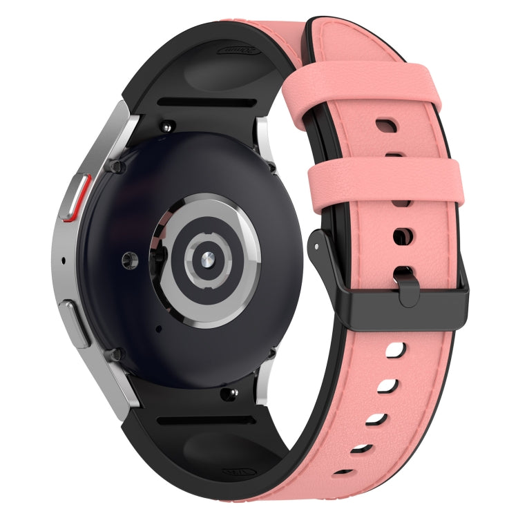 For Samsung Galaxy Watch 6 Classic Silicone Leather Black Buckle Watch Band, Size:S(Pink) by bashfashion
