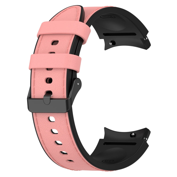 For Samsung Galaxy Watch 6 Classic Silicone Leather Black Buckle Watch Band, Size:S(Pink) by bashfashion