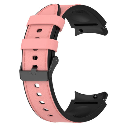 For Samsung Galaxy Watch 6 Classic Silicone Leather Black Buckle Watch Band, Size:S(Pink) by bashfashion