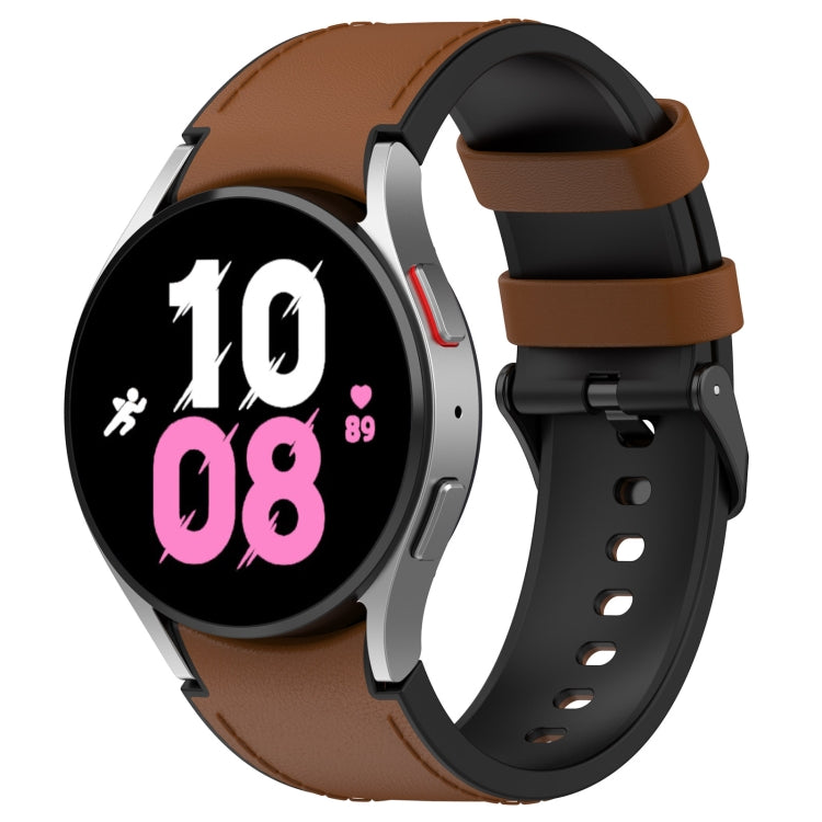 For Samsung Galaxy Watch 6 Classic Silicone Leather Black Buckle Watch Band, Size:S(Brown) by bashfashion