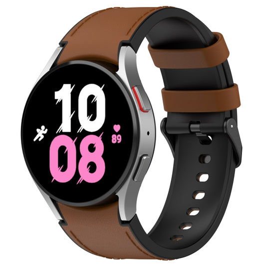 For Samsung Galaxy Watch 6 Classic Silicone Leather Black Buckle Watch Band, Size:S(Brown) by bashfashion