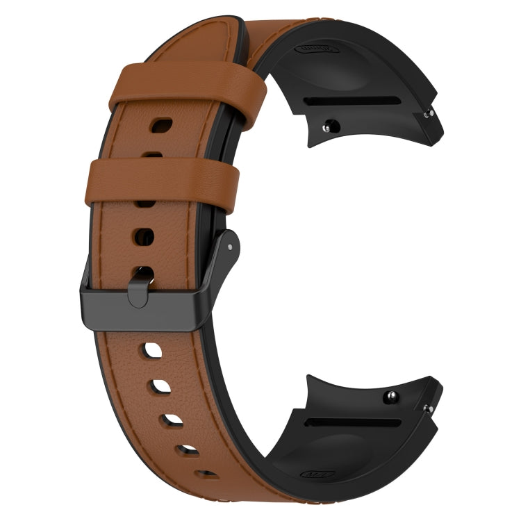 For Samsung Galaxy Watch 6 Classic Silicone Leather Black Buckle Watch Band, Size:S(Brown) by bashfashion