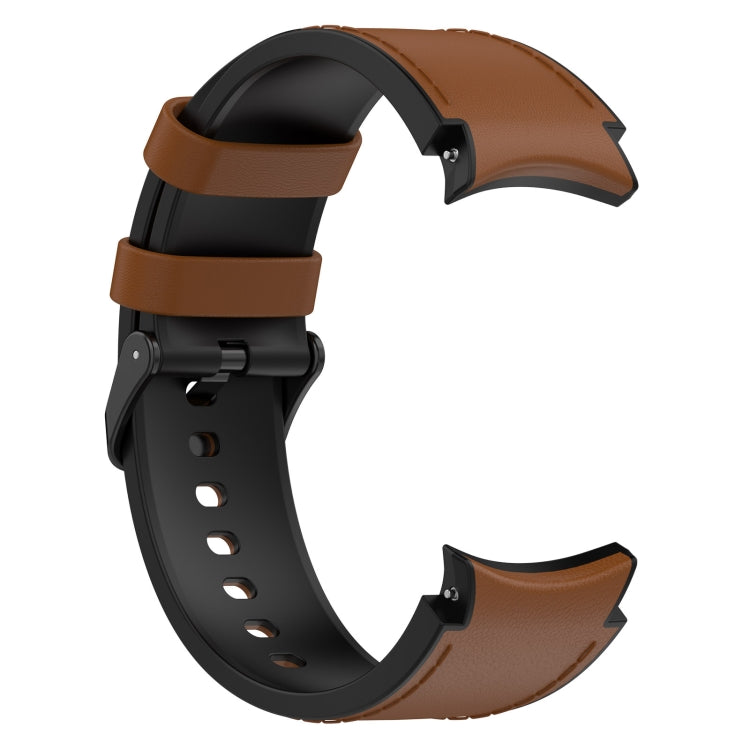 For Samsung Galaxy Watch 6 Classic Silicone Leather Black Buckle Watch Band, Size:S(Brown) by bashfashion