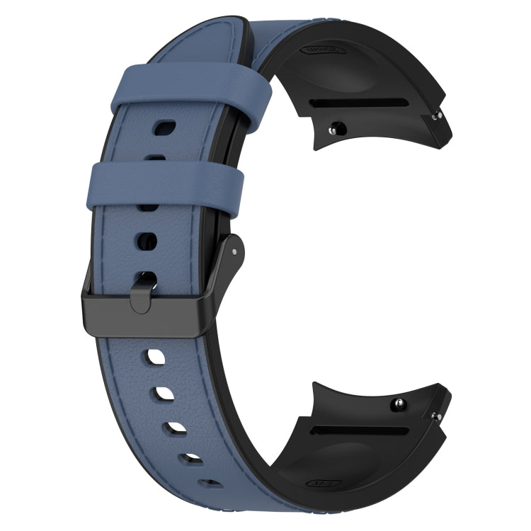 For Samsung Galaxy Watch 6 Silicone Leather Black Buckle Watch Band, Size:S(Midnight Blue) by bashfashion
