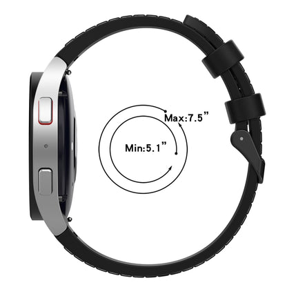 For Samsung Galaxy Watch 6 Silicone Leather Black Buckle Watch Band, Size:S(Midnight Blue) by bashfashion