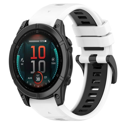 For Garmin Fenix E 47mm Sports Two-Color 22mm Silicone Watch Band(White+Black) by bashfashion