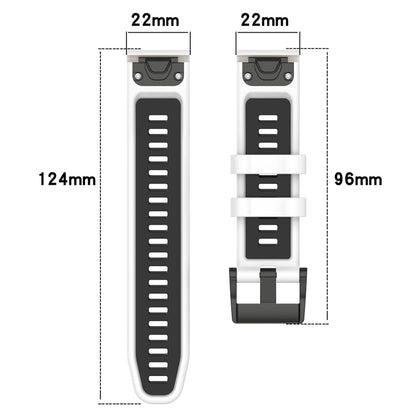 For Garmin Fenix E 47mm Sports Two-Color 22mm Silicone Watch Band(White+Black) by bashfashion