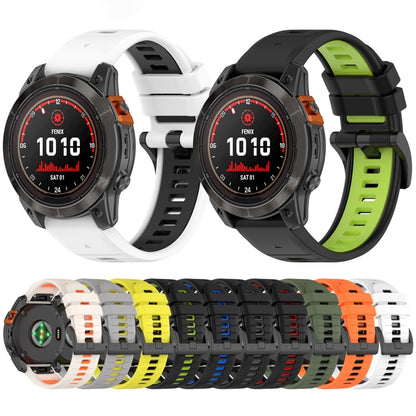 For Garmin Fenix 8 AMOLED 43mm Sports Two-Color 20mm Silicone Watch Band(White+Black) by bashfashion