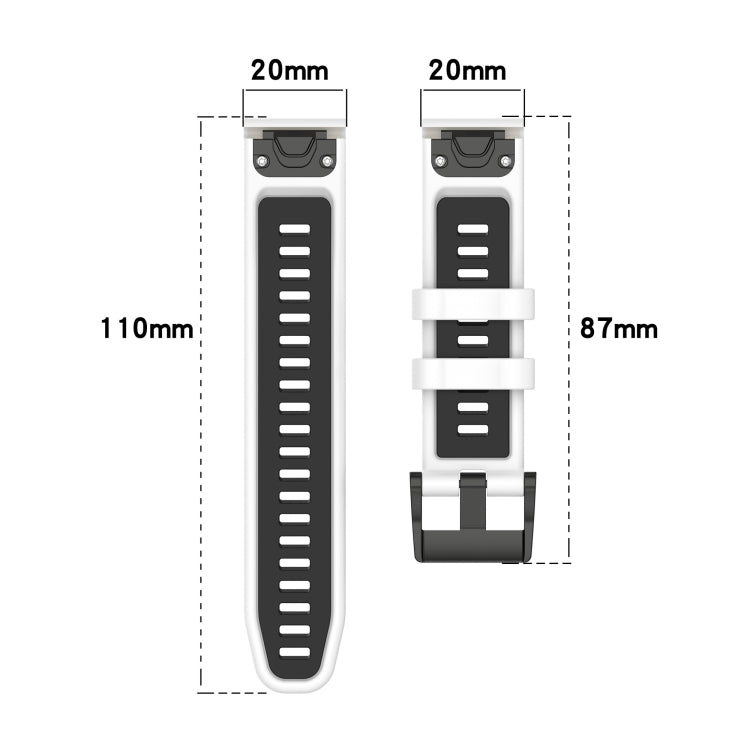 For Garmin Fenix 8 AMOLED 43mm Sports Two-Color 20mm Silicone Watch Band(White+Black) by bashfashion