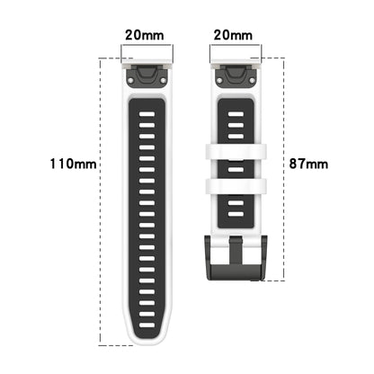 For Garmin Fenix 8 AMOLED 43mm Sports Two-Color 20mm Silicone Watch Band(White+Black) by bashfashion